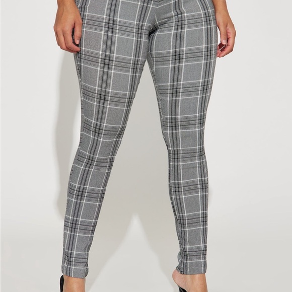 Gray Plaid Women's Pants - Picture 2 of 2
